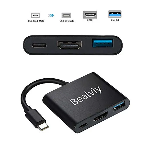 Adattatore da USB C a HDMI, Bealviy Type c Adattatore HDMI 4K, USB Tipo C Hub Adattatore a HDMI, Porta USB 3.0, Compatibile con MacBook Pro, HuaWei, Nintendo Switch, Chromebook Pixel, Samsung Galaxy