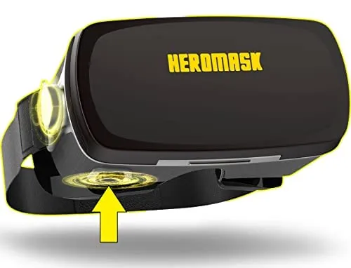 Heromask Pro - Occhiali per Realtà Virtuale - Gaming Headset + Guida di Gioco Gratuita. Pulsante di Gioco 3d e finiture in tessuto. Compatibile con Iphone, Samsung s9, s10... Visore VR smartphone.