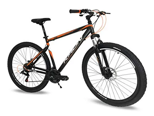 Bicicletta alluminio Kron XC 75 MTB 29'' pollici ammortizzata 21 Velocita' Shimano bici Mountain Bike nera con freni idraulici (Nero - Arancione)