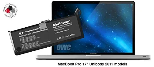 NewerTech NuPower 95 Watt-Hour Replacement Battery For All Apple MacBook Pro 17" Unibody 2011 Models. Model NWTBAP17MBU95W
