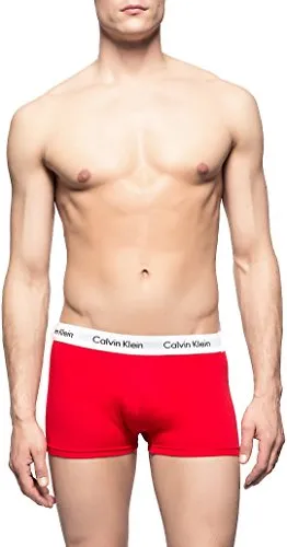 Calvin Klein 3 Pack Trunks-Cotton Stretch Intimo, Multicolore (White/Red Ginger/Pyro Blue), L (Pacco da 3) Uomo