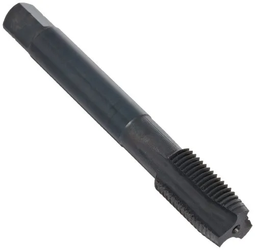 Dormer E031 powdered-metal Steel Machine Spiral Point Threading Tap, Black Oxide Finish, Round with Square End Shank, Plug Chamfer, 1/4"-28, 1