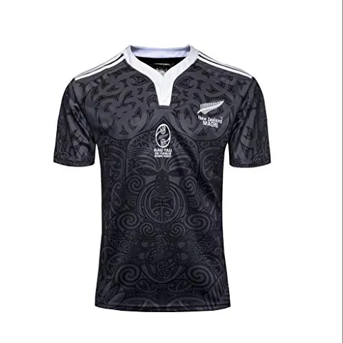 DDsports Team New Zealand, Maori all Blacks, Commemorative Edition, 100 Years, New Fabric Embroidered, Swag Sportswear (Nero, 2XL)