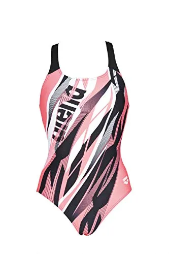 Arena W Zephiro Swim PRO, Costume Sportivo Donna, Nero (Black/Shiny Pink), 38