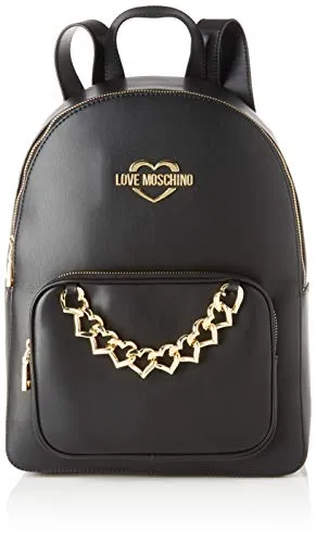 Love Moschino Jc4258pp0a, Zaino Donna, Nero (Black PU), 17x34x26 cm (W x H x L)