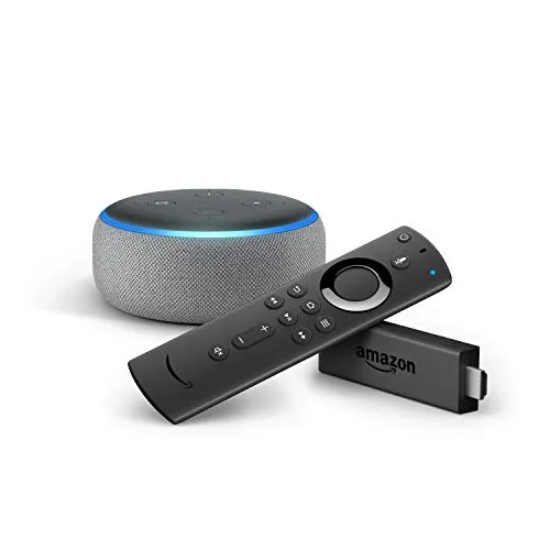 Fire TV Stick con telecomando vocale Alexa + Echo Dot (3ª generazione), Tessuto grigio mélange