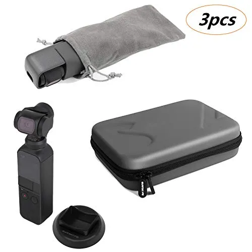 Kismaple Kit Accessori per DJI OSMO Pocket - Custodia Impermeabile Borsa + Supporto per Base stabilizzatrice + Sacchetto di Stoffa stoccaggio