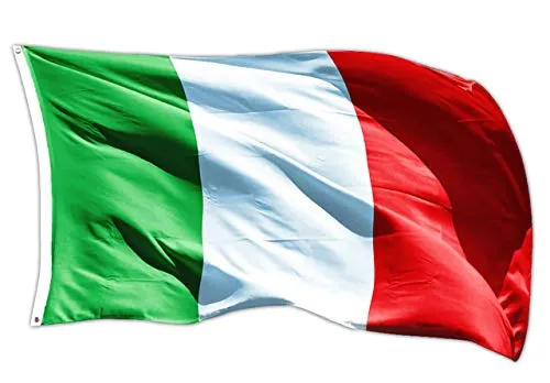 Andrà Tutto Bene 1 PEZZO Bandiera Italia 5 * 3ft 90x150cm con Anelli Tricolore Azzurri Nazionale Tessuto Resistente allo sbandieramento Italy Flag (90x150 con Anelli) 1 pezzo