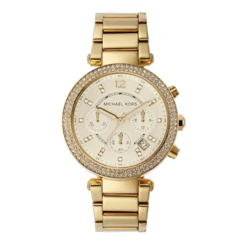 Michael Kors Parker orologio al quarzo cronografo con cinturino in acciaio inossidabile dorato per donna MK5354