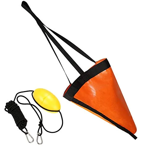 2PCS Drift Calze Pesca Kayak Boa 24 Pollici Mare Barca Ancora Drogue per Lago Fiume Ocean Ancoraggio Traina Borsa Arancione