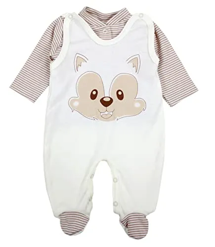 TupTam Set di Bambini Pagliaccetti Stampati e Coprifasce, Volpe Beige, 56