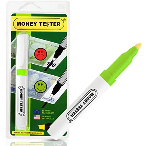 MONEY TESTER XL - Verifica Banconote False Rilevatore, Penna controllo per Soldi Professionale, Verificare Euro Dollaro Sterlina Falsi con Formula Brevettata Made in Italy