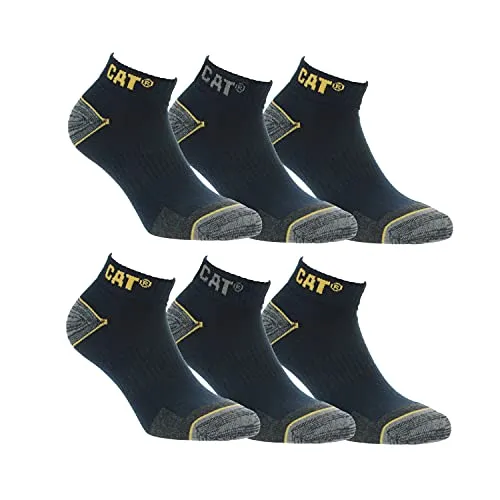 Caterpillar - Calcetines de trabajo de Algodón para hombres, reforzados en el talón y la punta, 6 Pares (Azul, 39-42)