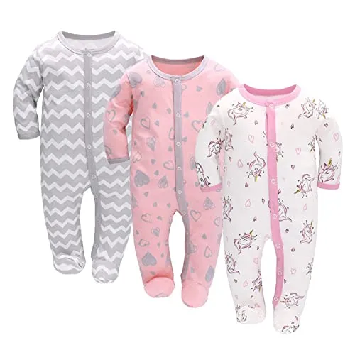 Vine tutine neonato Ragazze Ragazzi 3 Pcs PagliaccettoTuta Body in Cotone body neonato maniche lunghe 0-2 mesi