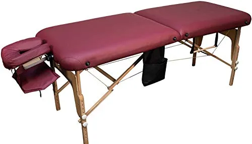 MASSUNDA COMFORT DELUXE - Lettino da massaggio pieghevole con altezza regolabile, lettino da massaggio portatile in legno massello, bracciolo, cuscini per il collo, poggiatesta ergonomico