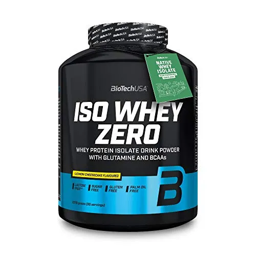 BioTechUSA Iso Whey Zero proteine isolate di alta qualità dal Native Whey Isolate, con l'aggiunta di L-glutammina e BCAA, 2.27 kg, Cheesecake al Limone