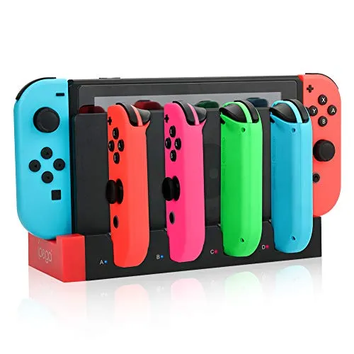 Dock di Ricarica Compatibile con Controller Joycons Switch, Stazione Dock per Caricabatterie Controller Switch per Caricabatterie Joy Con da 4Pezzi con Indicazione LED Lampione