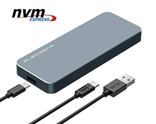 USB 3.1 Adattatore Esterno per NVMe M.2 SSD Disco Rigido - ElecGear NV-i9 Alluminio Enclosure Custodia Box, PCIe 2280 M-Key NGFF HDD Hard Disk Adapter, 10Gbps NVMe M2 USB C Case, Tipo A e C cavo