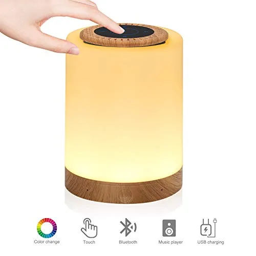 Bluetooth musica altoparlante, portatile dimmerabile Smart touch LED notte luce muisc giocatore/hands-free con TF card e USB di ricarica, 3 leva di luminosità, 7 cambio colore