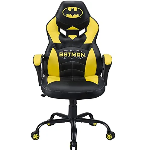 Batman, Sedia da gaming Junior, Poltrona da ufficio ergonomica con licenza ufficiale, Nero e Giallo
