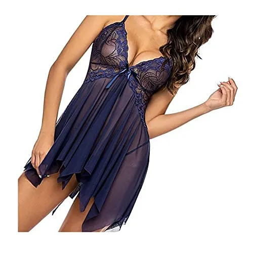 WemaSoo6 Completini Intimi Sexy Donna, Completini Sexy Donna Hot per Sesso Intimo Donna Sexy Lingerie Taglie Forti(Blu Navy) (Size : Medium)