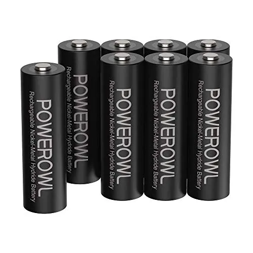 Batterie Ricaricabili AA ad Alta Capacità 2800mAh, POWEROWL 1,2V NiMH AA Pile Ricaricabili (1200 cicli, Pre-caricate, Confezione da 8)