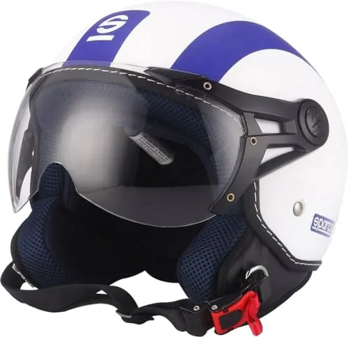 Sparco Riders Demi Jet 12526 Casco Moto, Bianco/Blu Opaco, XL