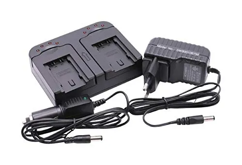 vhbw caricabatterie duale compatibile con Panasonic VW-VBL090EK, VW-VBT190, VW-VBT380 batterie di fotocamera videocamera DSLR