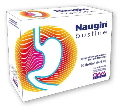 NAUGIN® - Integratore naturale contro Acidità gastrica, reflusso gastroesofageo, bruciore di stomaco, alitosi e aerofagia - 20 bustine