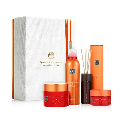 RITUALS THE RITUAL OF HAPPY BUDDHA Energising Collection, Gel Docciaschiuma Da 200 Ml, Scrub Corpo Da 125 G, Crema Corpo Da 200 Ml, Mini Bastoncini Profumati Da 50 Ml