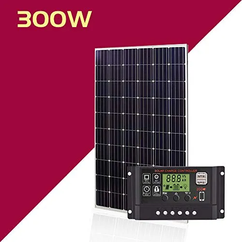 ZSPSHOP 100 W ~ 300 W Pannello Solare Monocristallino Sistema Fotovoltaico per Uso Domestico Pannello Fotovoltaico 12V / 24V,300W
