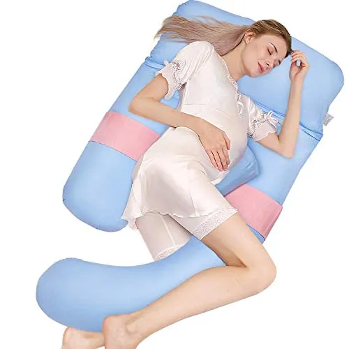 HBselect Cuscino Gravidanza Morbido Corpo Completo Cuscino per Gravidanza Allattamento a Forma di U Cuscino maternità Ergonomico con Fodera Supporto Il Sonno Comfort Cuscino Regolabile e Staccabile