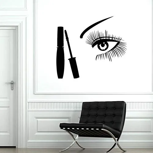 Adesivo murale trucco ciglia e sopracciglia salone di bellezza interior design decorazione mascara murale adesivo da parete in vinile adesivo finestra 74x83 cm nero