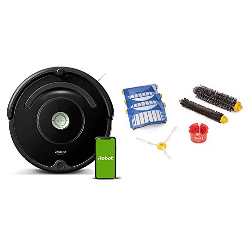 iRobot Roomba 671 Aspirapolvere WiFi Adatto a tappeti e Pavimenti, Tecnologia Dirt Detect, Sistema 3Fasi & Kit di Ricambi Roomba Serie 600 Parti originali, 3 Spazzole: in Setole, in Gomma e Laterale