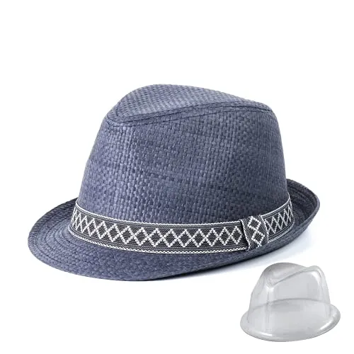 SIEPAKE Cappelli da Sole in Paglia di Panama Cappelli da Spiaggia Estivi in Paglia di Carta per Uomo Cappello da Sole Protezione UV Cappello a Tesa Larga Fedora (Ondulazione, 59cm(23.2inch))