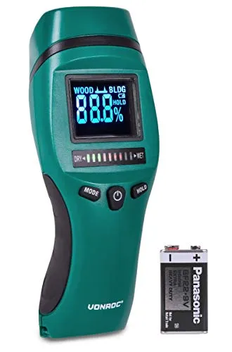 VONROC Igrometro Professionale digitale|Termometro Misuratore di umidità. Verificare la presenza di umidità e muffe. LCD ad alto contrasto con illuminazione di fondo