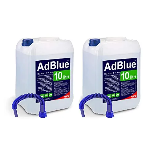 20 Litri AdBlue Additivo Gas di Scarico Motori Diesel 2 Taniche con Tubo di Riempimento 2x10 Lt