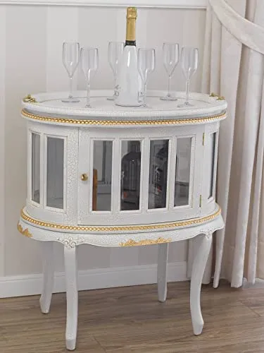 Simone Guarracino Luxury Design Tavolino Coloniale Ovale vetrina Bar portabottiglie Stile Barocco Veneziano Crackle e Foglia Oro