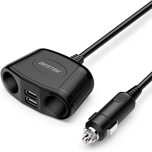 BESTEK Caricatore per Auto 12/24V 150W, 2 Prese Accendisigari & 2 Porte USB Caricabatteria da Auto per Pad Tablet Smartphone