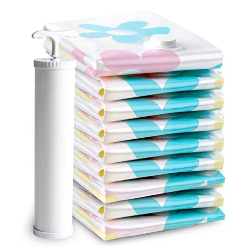 gregrr Vacuum Storage Bags 11 Pack,Travel Vacuum Storage Bags for Clothes Comforters Blankets Pillows with Pump Space Saver Bag