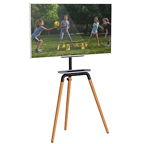 PUTORSEN Tripod Supporto TV Universale, Dimensioni Schermo 45"-65", LCD/LED/OLED/QLED, Girevole a 360° e Adattabile in Altezza, Vesa 600 x 400, Design Elegante, Nero