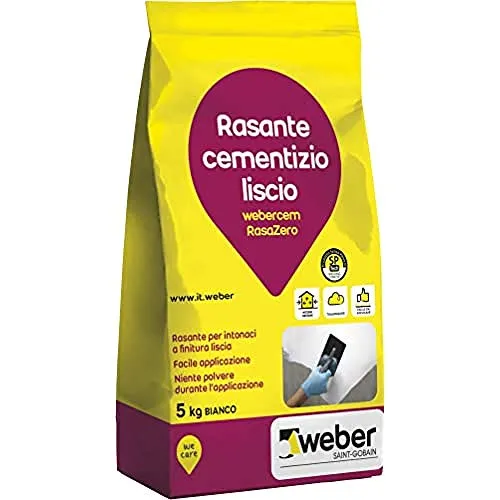 webercem RasaZero Rasante a finitura extra liscia per interni, bianco, 5 kg