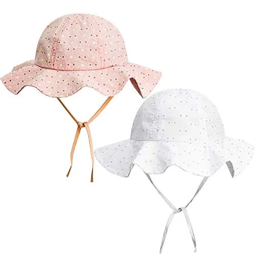 FANTESI 2 Pezzi Cappello da Sole per Bambino, UPF 50+ UV Ray Cappello Estivo da Sole Cappello di Protezione Solare con Ampia Visiera