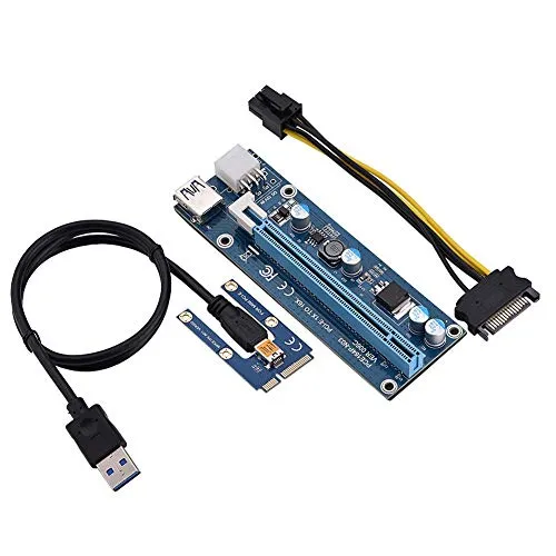 DEWIN Adattatore PCI-E, Cavo di Prolunga PCI-E Mini Adattatore Riser Extender da PCI-E a PCI Express 16x con Cavo di Alimentazione SATA per Estrazione Scheda Video