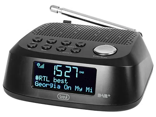 Trevi RC 80D4 DAB Radiosveglia Elettronica con Ricevitore Digitale DAB / DAB+, Grande Display LED, Funzione Sleep, Funzione Snooze, Nero