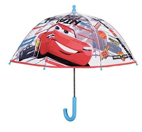 Cars - Ombrello da Bambino, 42 cm, Apertura Manuale, Forma a Cupola, in Poe, per Campeggio ed Escursionismo, Multicolore, Taglia Unica