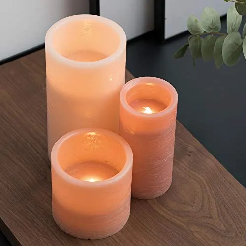 Pauleen 48011 Shine Like a Candle Set di 3 Candele LED in Vera Cera con Effetto Fiamma Reale Bianco Caldo in Vetro Apricot