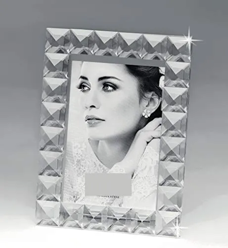 MAZZOLA LUCE Cornice portafoto da Tavolo in Vetro Cristallo Trasparente Elegante Foto 13x18