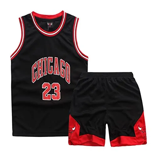 ISOVNUS Magliette e Pantaloni da Basket, Senza Maniche Maglia Completo Basket Bambino, Completo Basket Ragazzo 2 Pezzi per Bambini 9-10 Anni