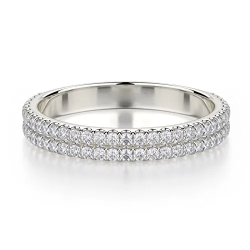 0.40 carati rotondo diamante incastonato doppia fila mezza Eternity anello nuziale in oro bianco 18 K e Oro bianco, 48 (15.3), cod. CJLR0246.2